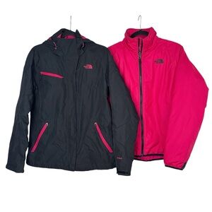 THE NORTH FACE Women’s 3-in-1 HyVent Jacket Black Pink Interchange System Size M
